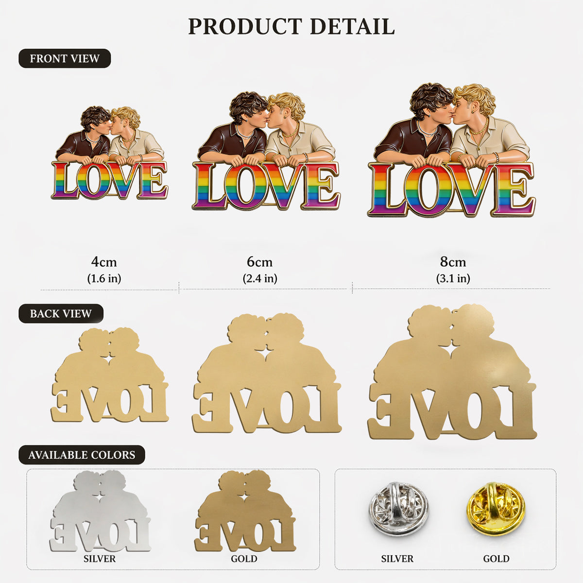 Épingle Émaillée Personnalisée - Soutien LGBT 3D Embossé