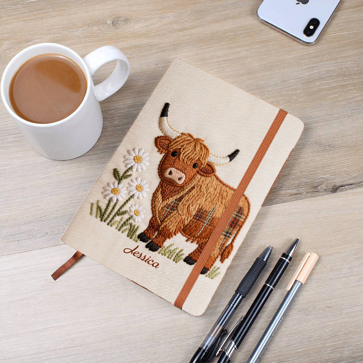 Love Highland Cows - Personalized Highland Cow Leather Journal