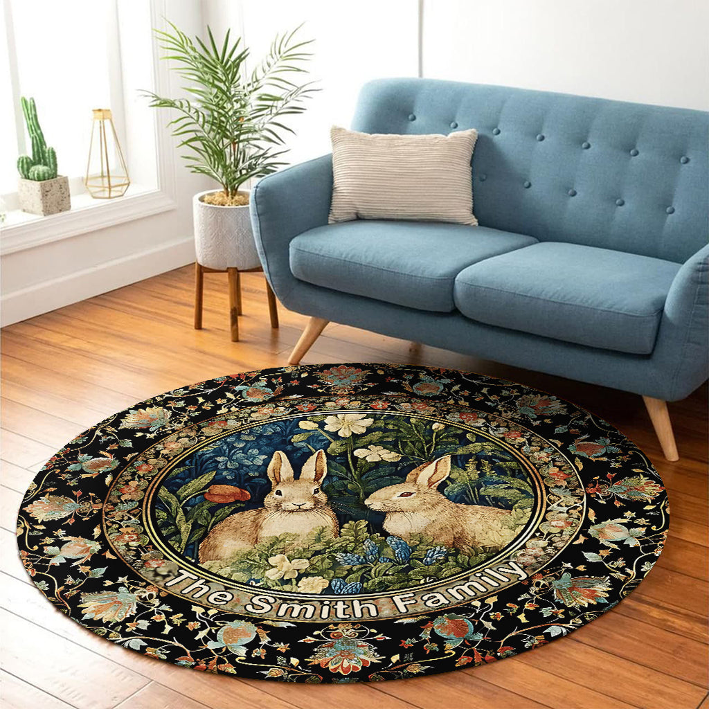 Welcome To Our Sweet Home - Personalized Family Round Rug