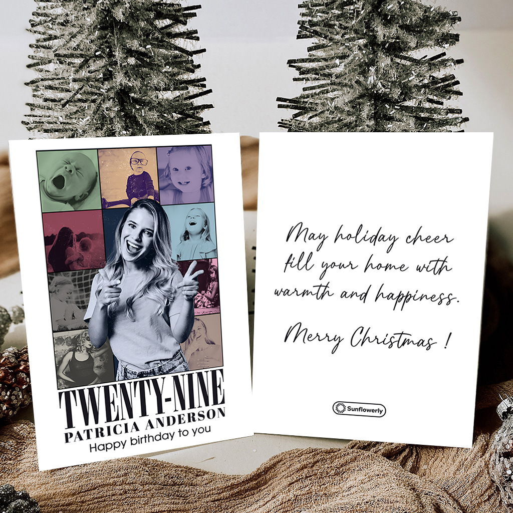 Carte de vœux personnalisée avec message et photo