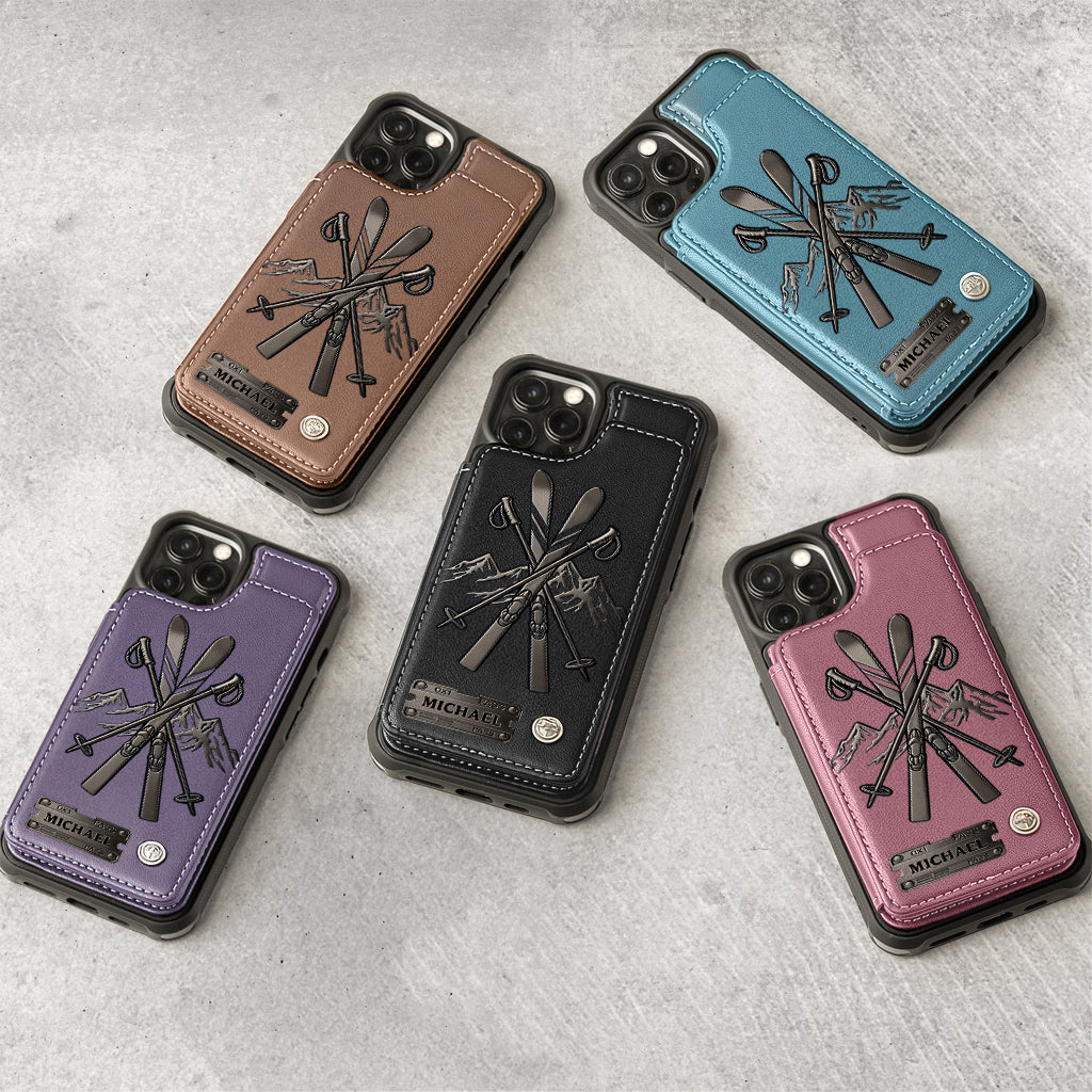 Passionné de ski ? Étui portefeuille personnalisé pour téléphone - Étui portefeuille de ski