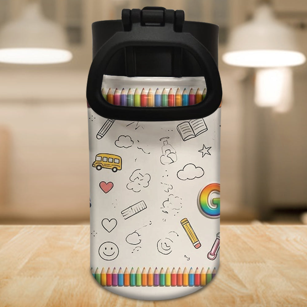 Back To School - Personalized Kid Kids Water Bottle