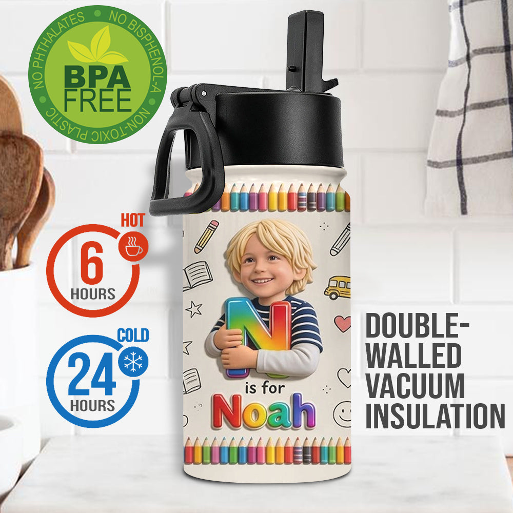 Back To School - Personalized Kid Kids Water Bottle