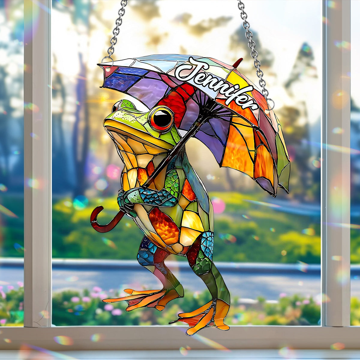 Adorable Frog - Personalized Frog Window Hanging Suncatcher Ornament