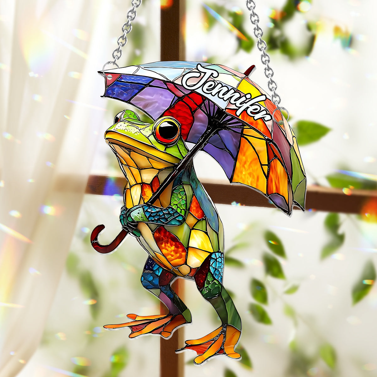 Adorable Frog - Personalized Frog Window Hanging Suncatcher Ornament