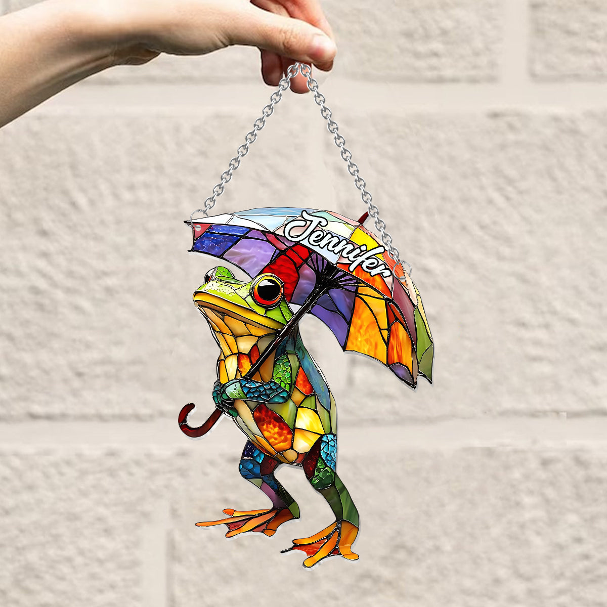 Adorable Frog - Personalized Frog Window Hanging Suncatcher Ornament