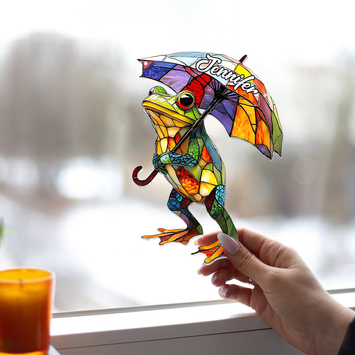 Adorable Frog - Personalized Frog Window Hanging Suncatcher Ornament