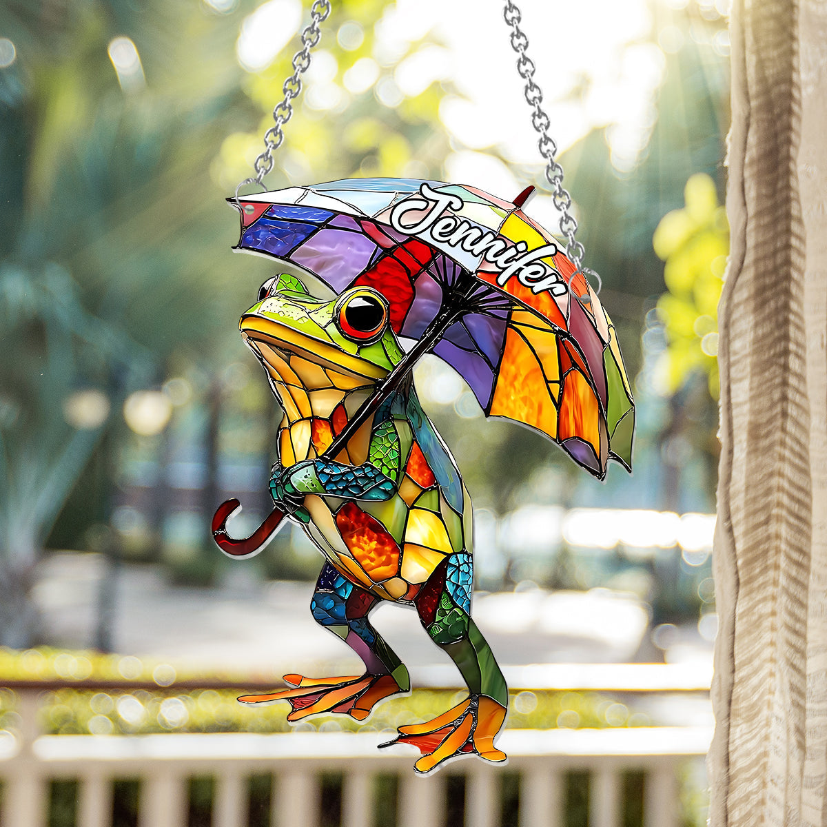 Adorable Frog - Personalized Frog Window Hanging Suncatcher Ornament