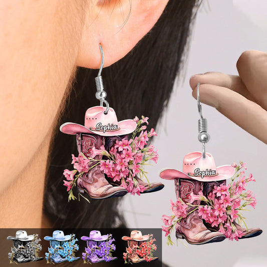 Bottes de cowgirl - Boucles d'oreilles de cowgirl personnalisées