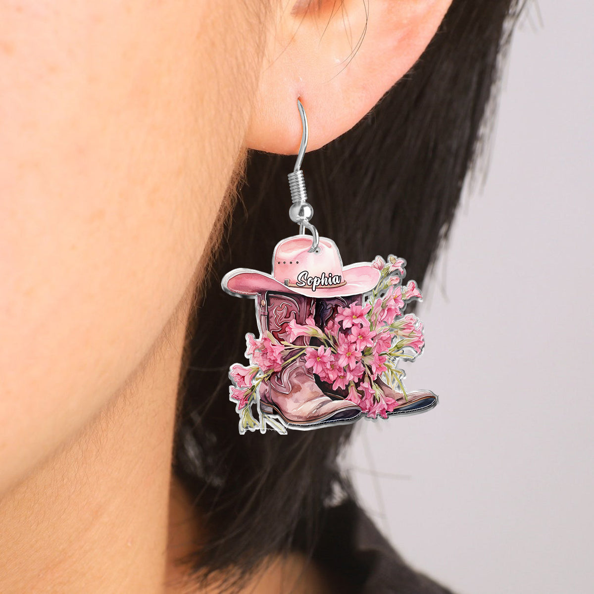Bottes de cowgirl - Boucles d'oreilles de cowgirl personnalisées