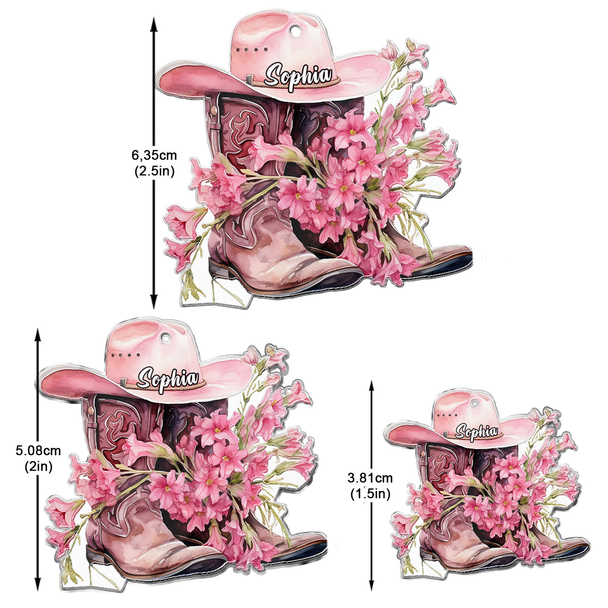 Bottes de cowgirl - Boucles d'oreilles de cowgirl personnalisées