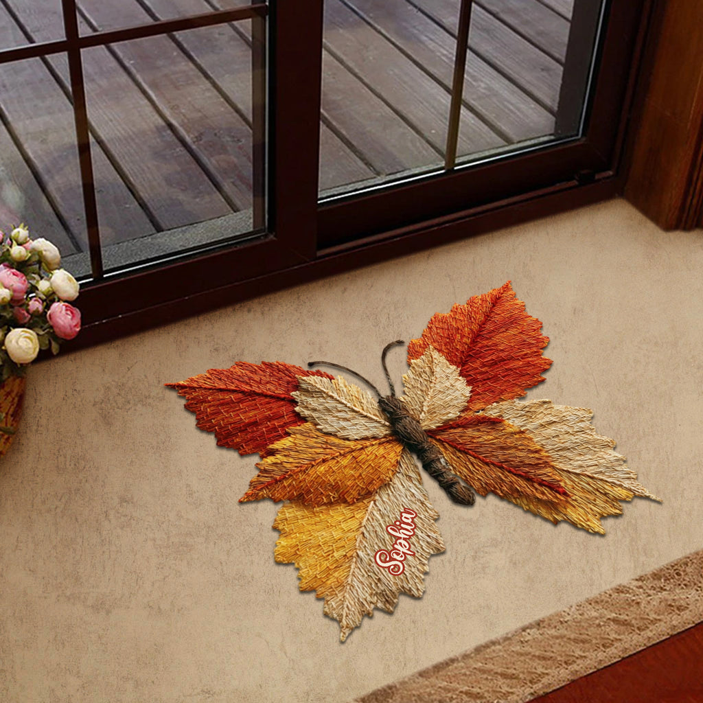 Paillasson/tapis de porte personnalisé en forme de papillon d'automne - Motif papillon d'automne