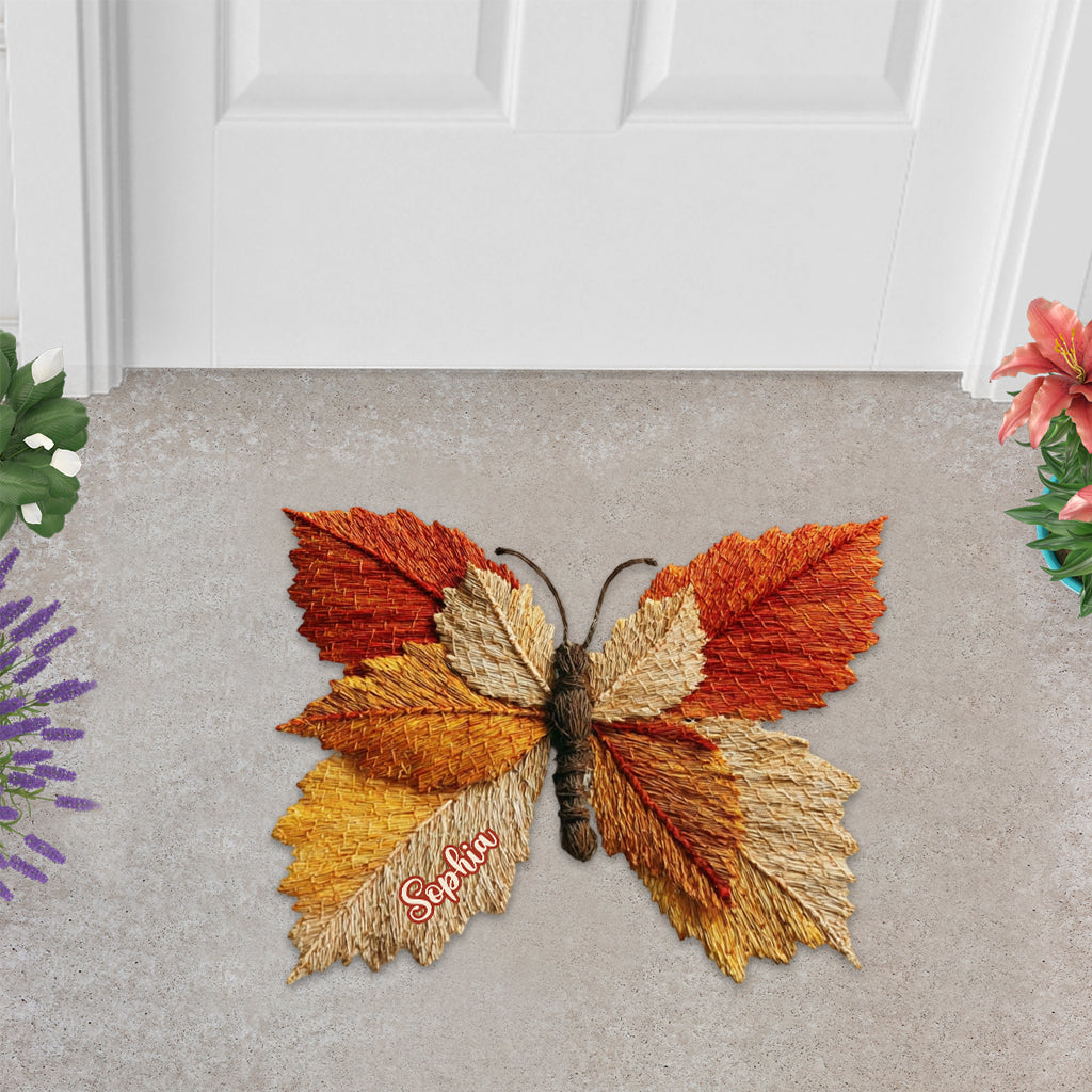 Paillasson/tapis de porte personnalisé en forme de papillon d'automne - Motif papillon d'automne