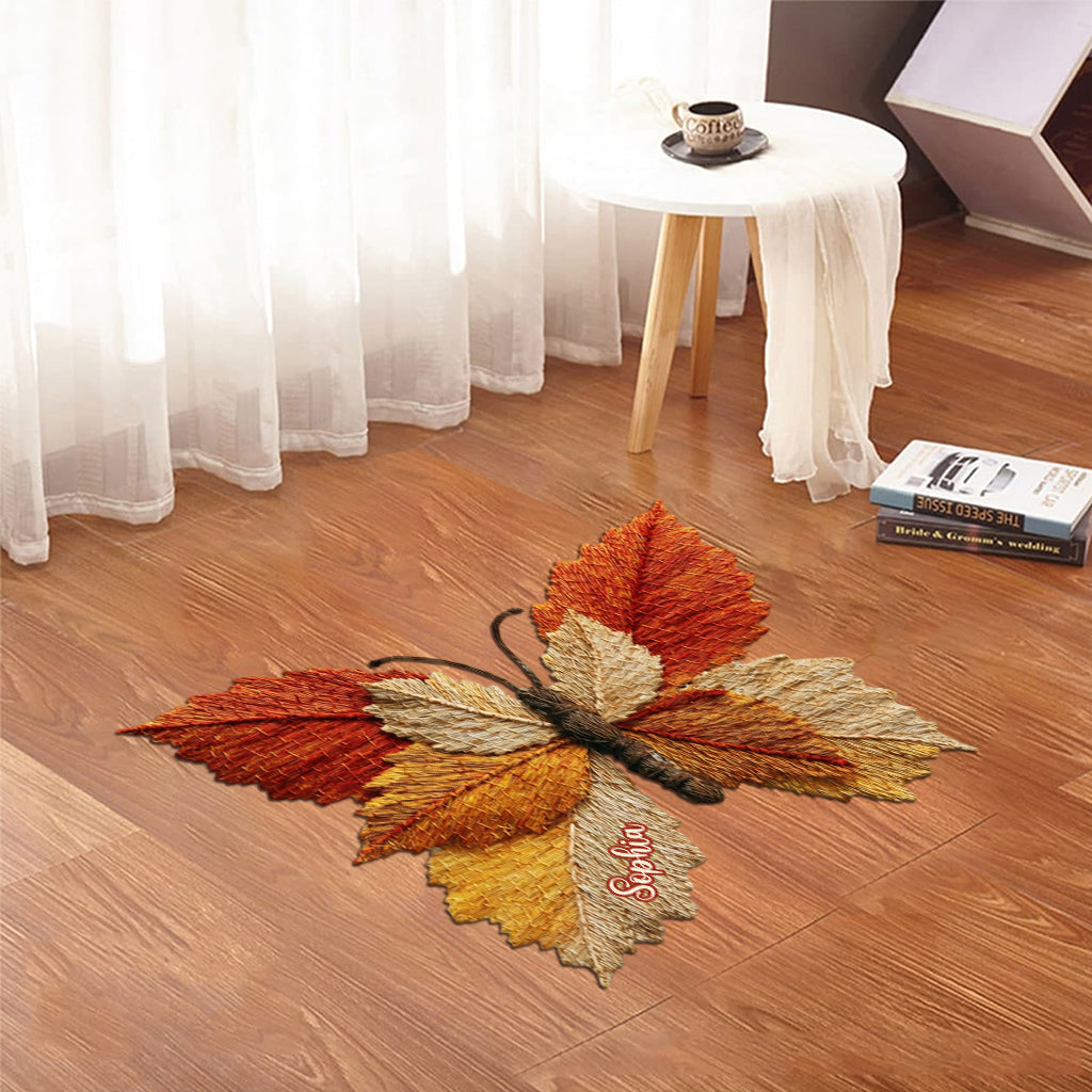Paillasson/tapis de porte personnalisé en forme de papillon d'automne - Motif papillon d'automne