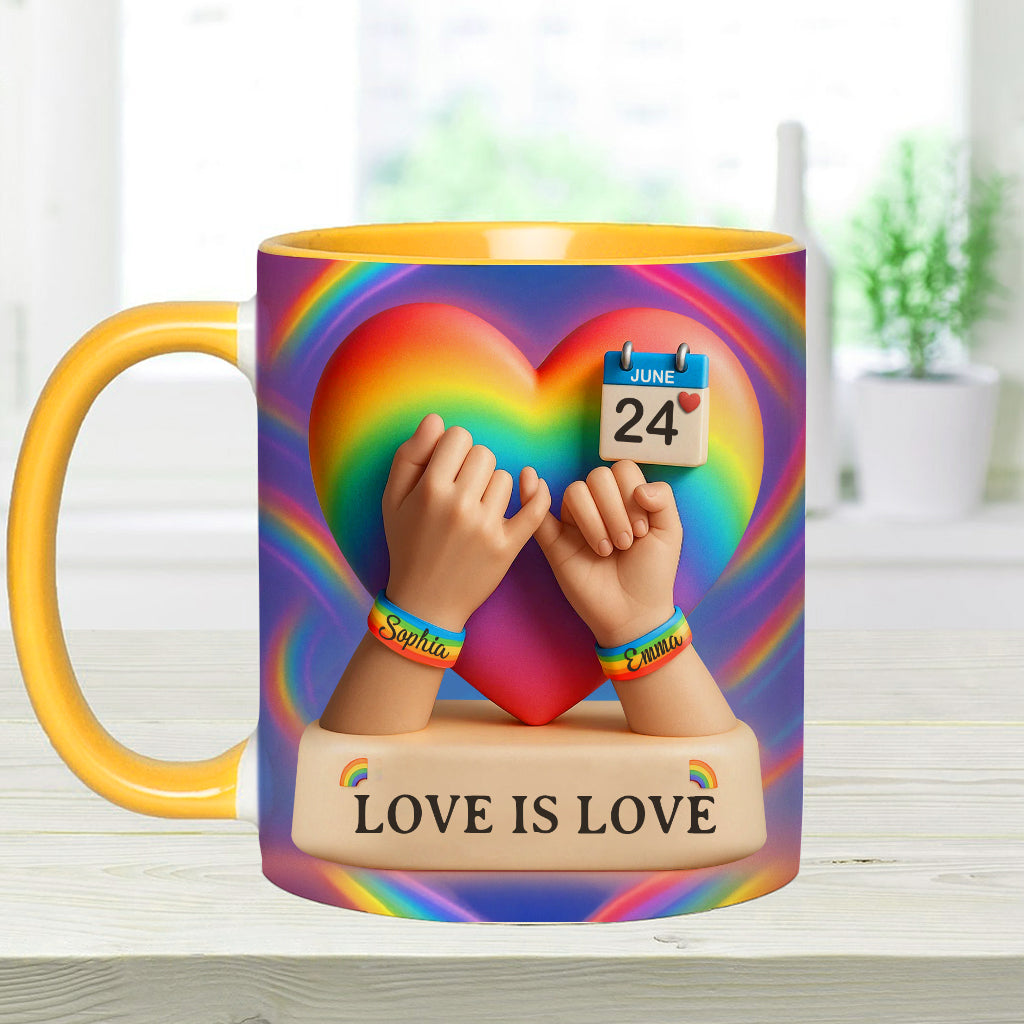 Love Is Love - Personalized LGBT Support Accent Mug