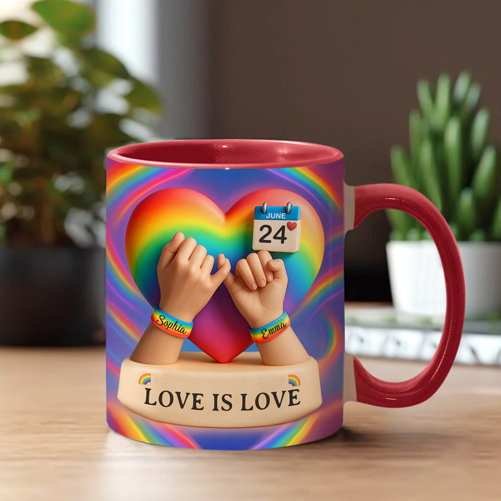 Love Is Love - Personalized LGBT Support Accent Mug