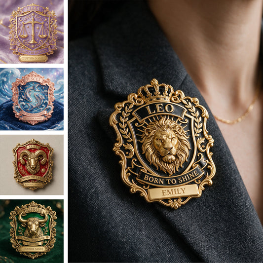 Broche de Luxe Signe Astrologique - Épinglette En Émail Personnalisée 3D