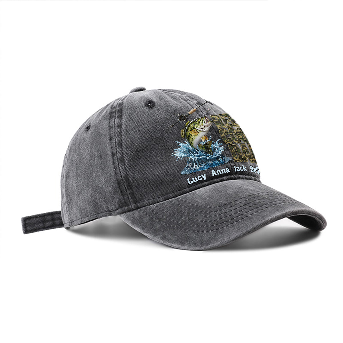 Reel Cool Dad - Personalized Fishing Washed Denim Cap