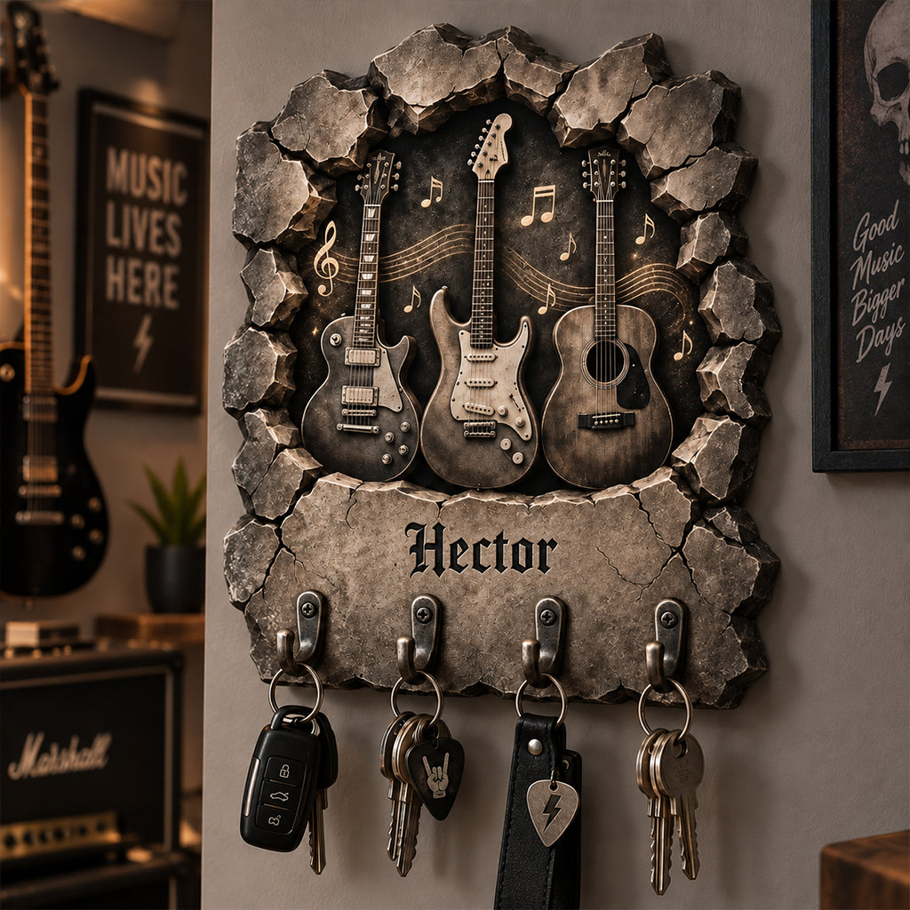 Guitar Lovers Gift - Personalized Guitar Custom Shaped Hanging Rack