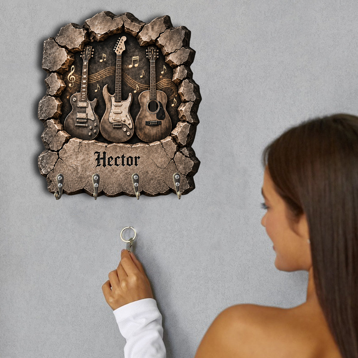 Guitar Lovers Gift - Personalized Guitar Custom Shaped Hanging Rack