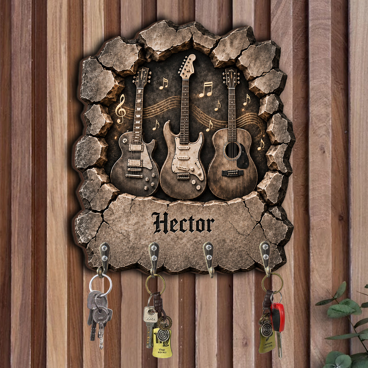 Guitar Lovers Gift - Personalized Guitar Custom Shaped Hanging Rack