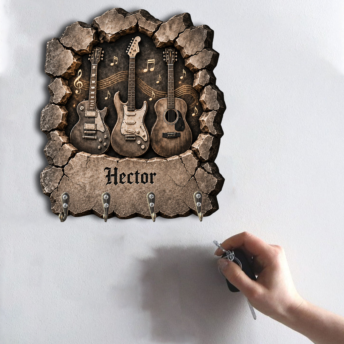Guitar Lovers Gift - Personalized Guitar Custom Shaped Hanging Rack