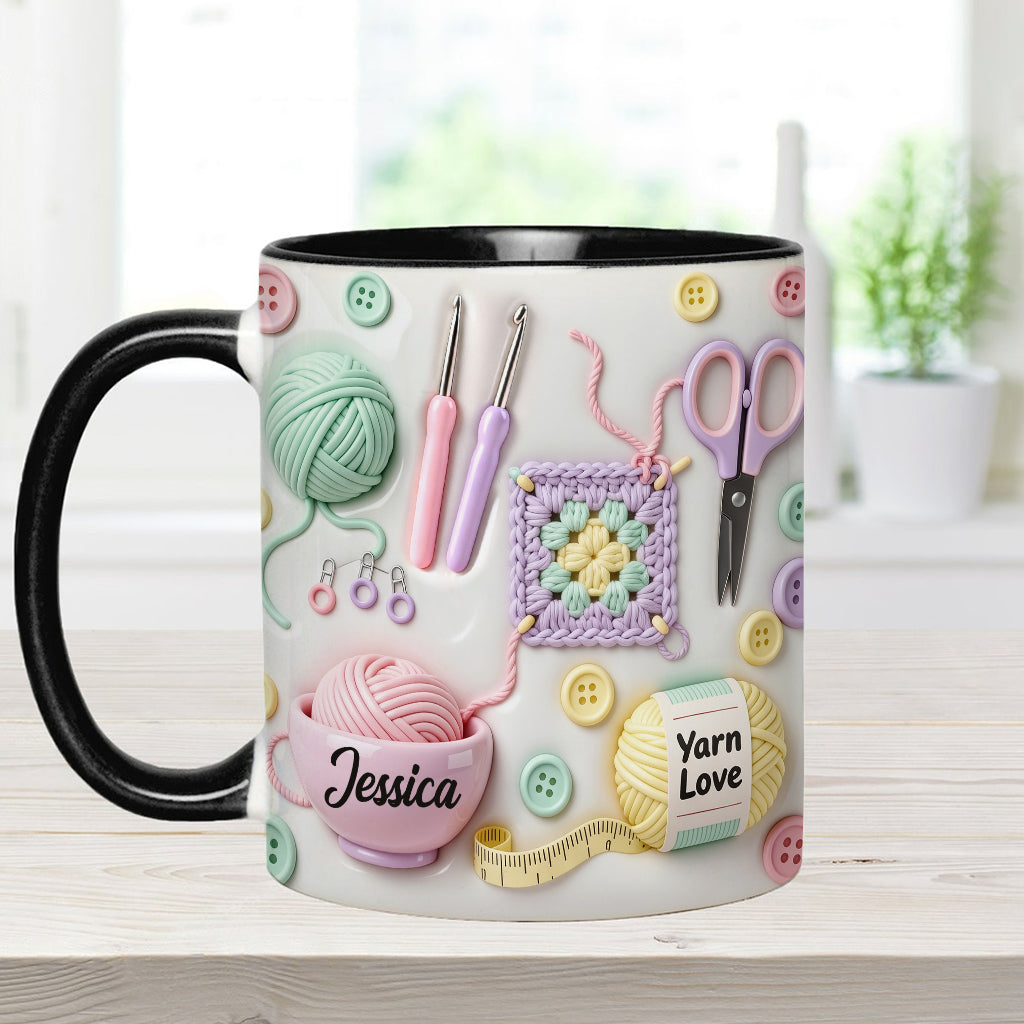 J'adore le crochet - Mug et sous-verre personnalisés avec motif crochet