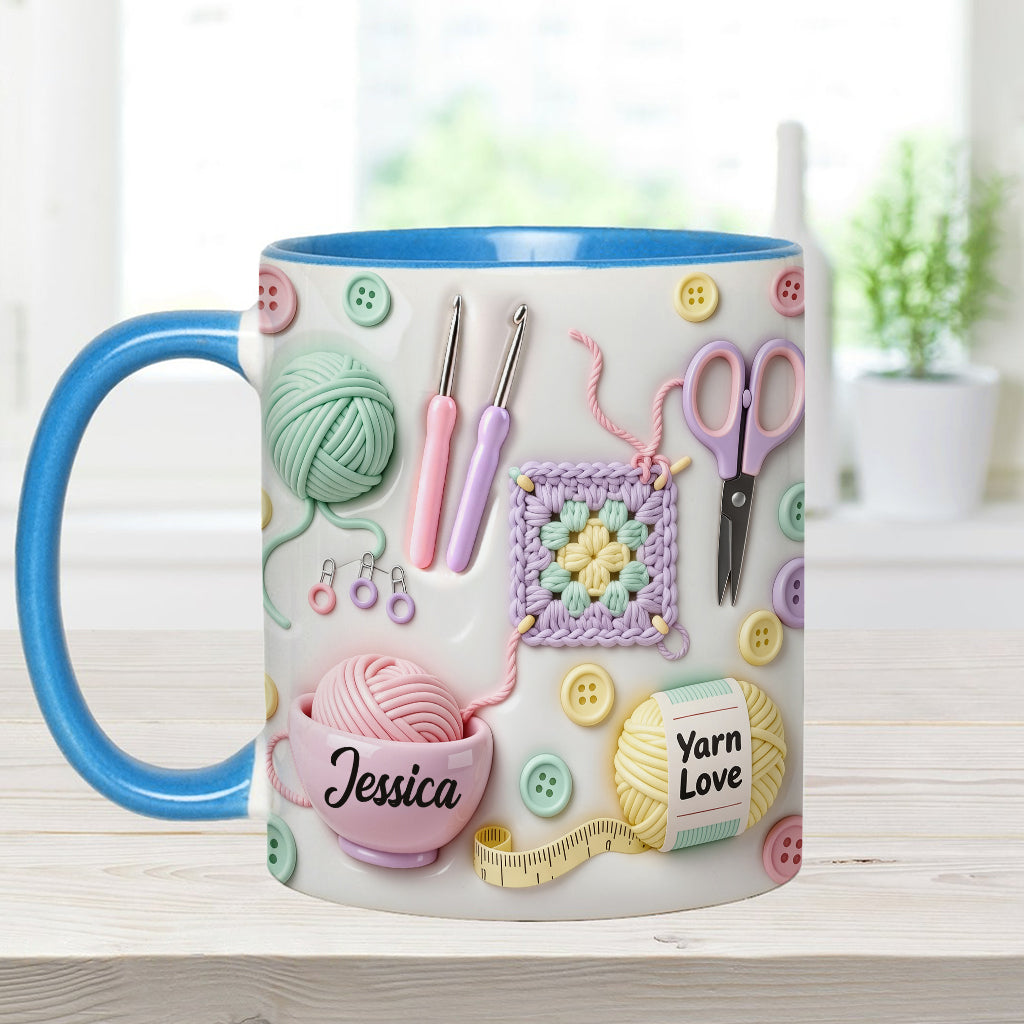 J'adore le crochet - Mug et sous-verre personnalisés avec motif crochet