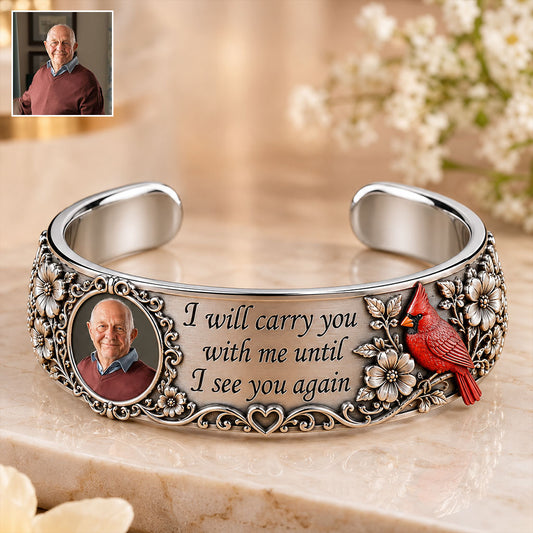 Jusqu'à ce que je te revoie - Bracelet en Cuir Mémorial Personnalisé