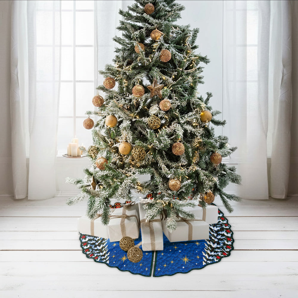 Cadeau de Famille Train de Noël - Jupe de Sapin Personnalisée en Forme de Famille