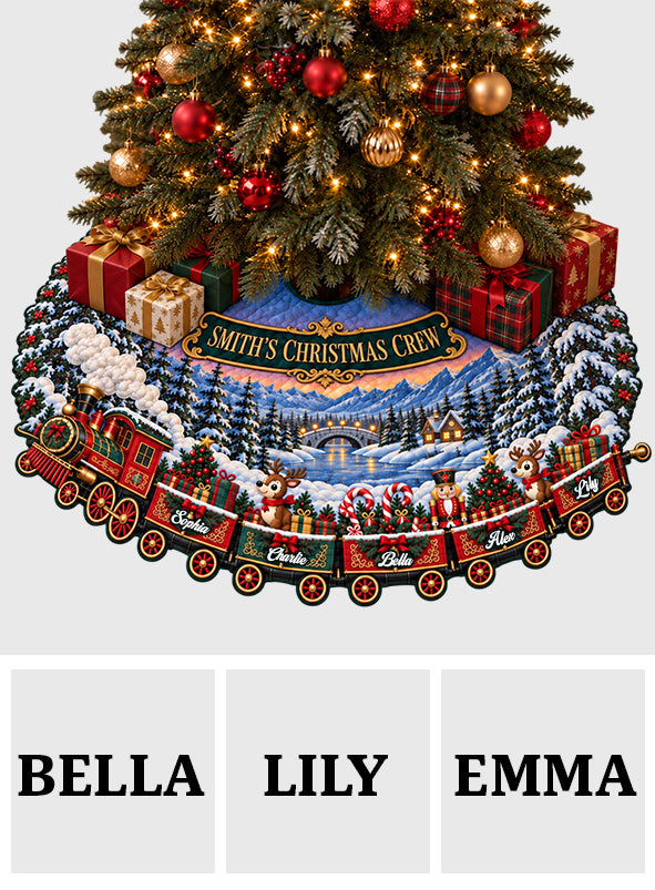 Cadeau de Famille Train de Noël - Jupe de Sapin Personnalisée en Forme de Famille
