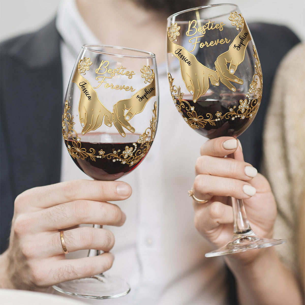 Meilleures amies pour toujours - Verre à vin personnalisé pour meilleures amies avec longue tige