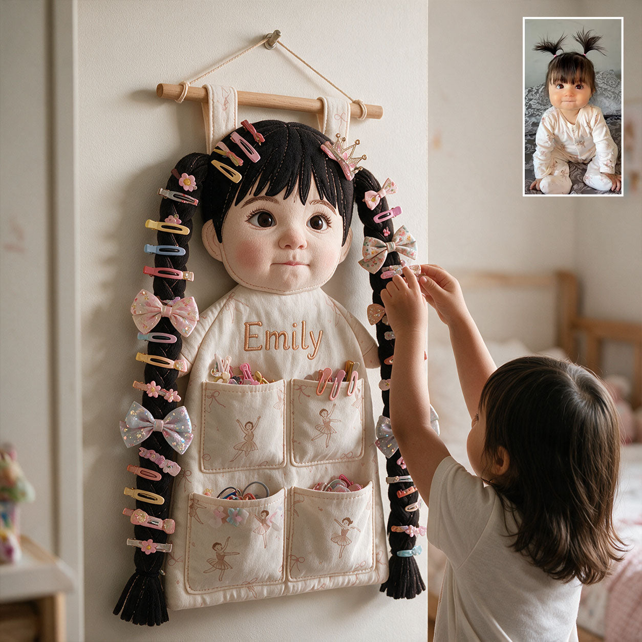 Little Princess Hair Bow Holder - Personalized Kid Hanging Organizer