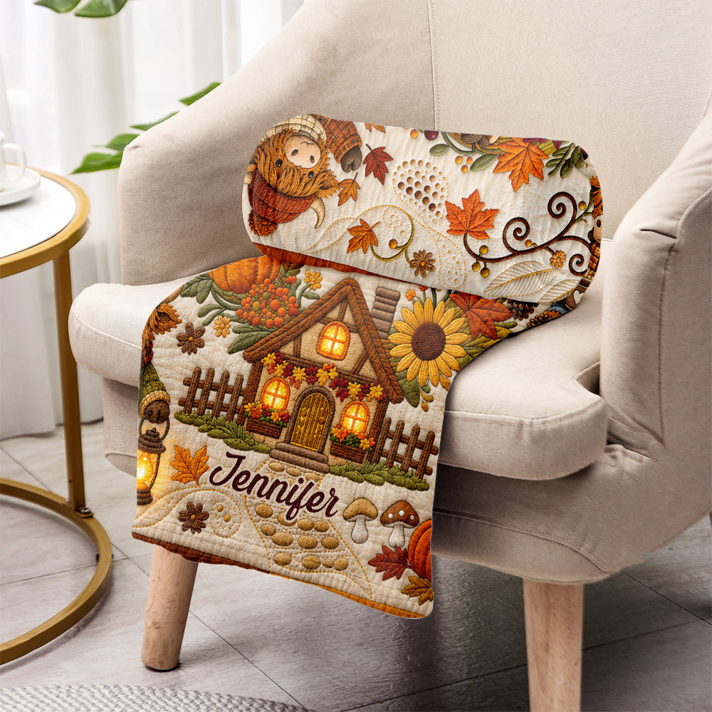 The Most Wonderful Time Of The year - Personalized Highland Cow Blanket