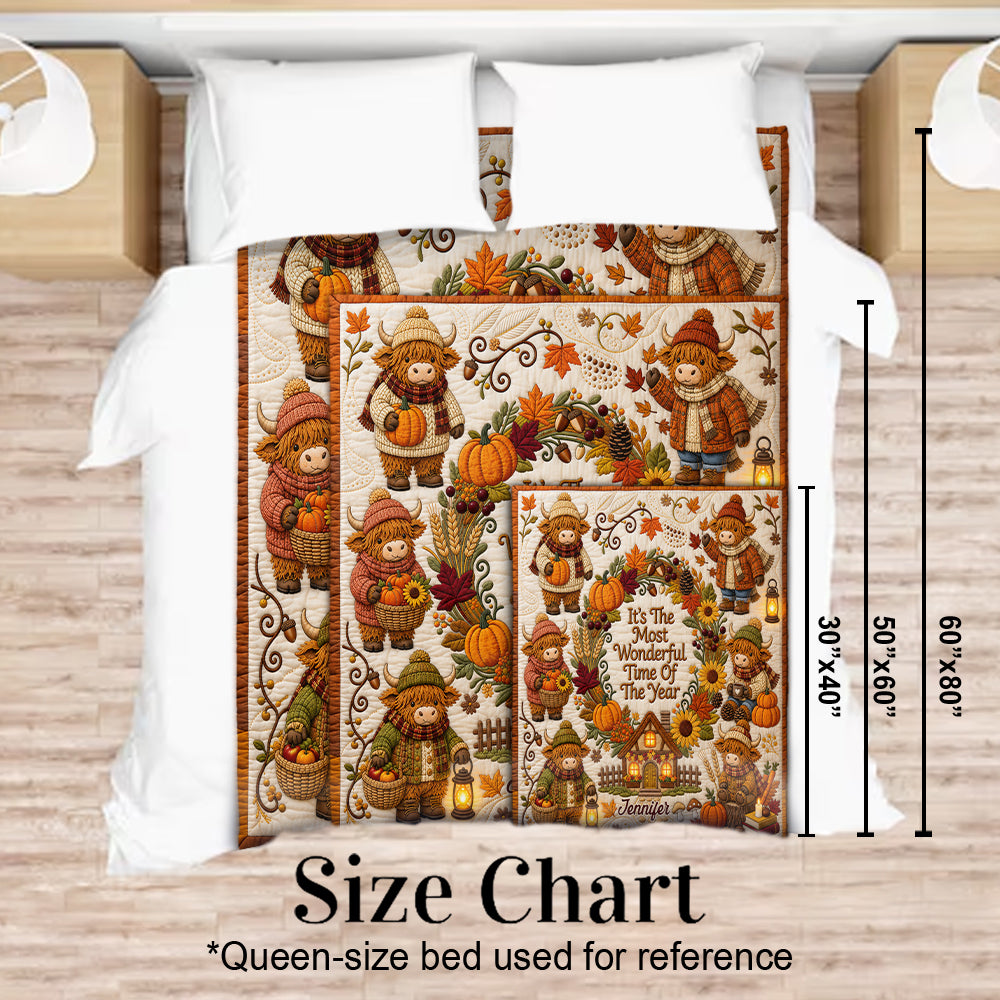 The Most Wonderful Time Of The year - Personalized Highland Cow Blanket