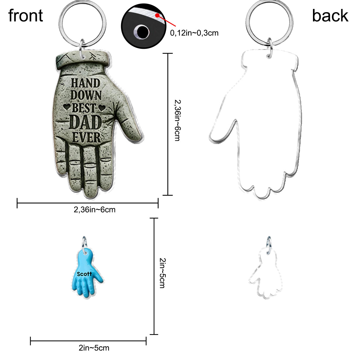 Le meilleur papa du monde, sans conteste ! Porte-clés personnalisé pour papa avec breloques