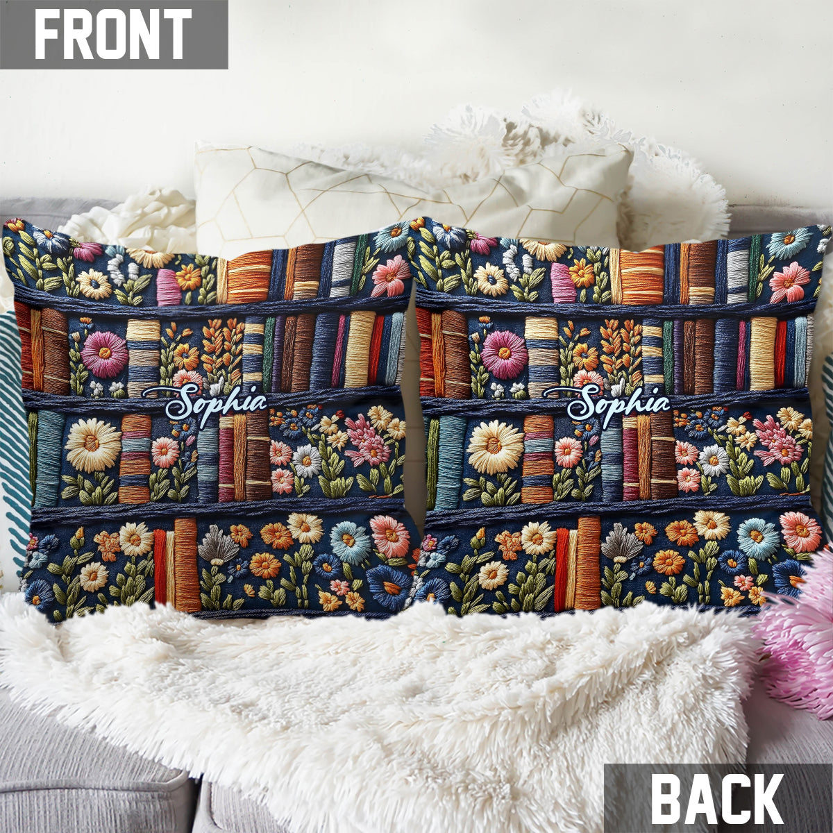 Coussin décoratif personnalisé « Amoureux de la lecture »