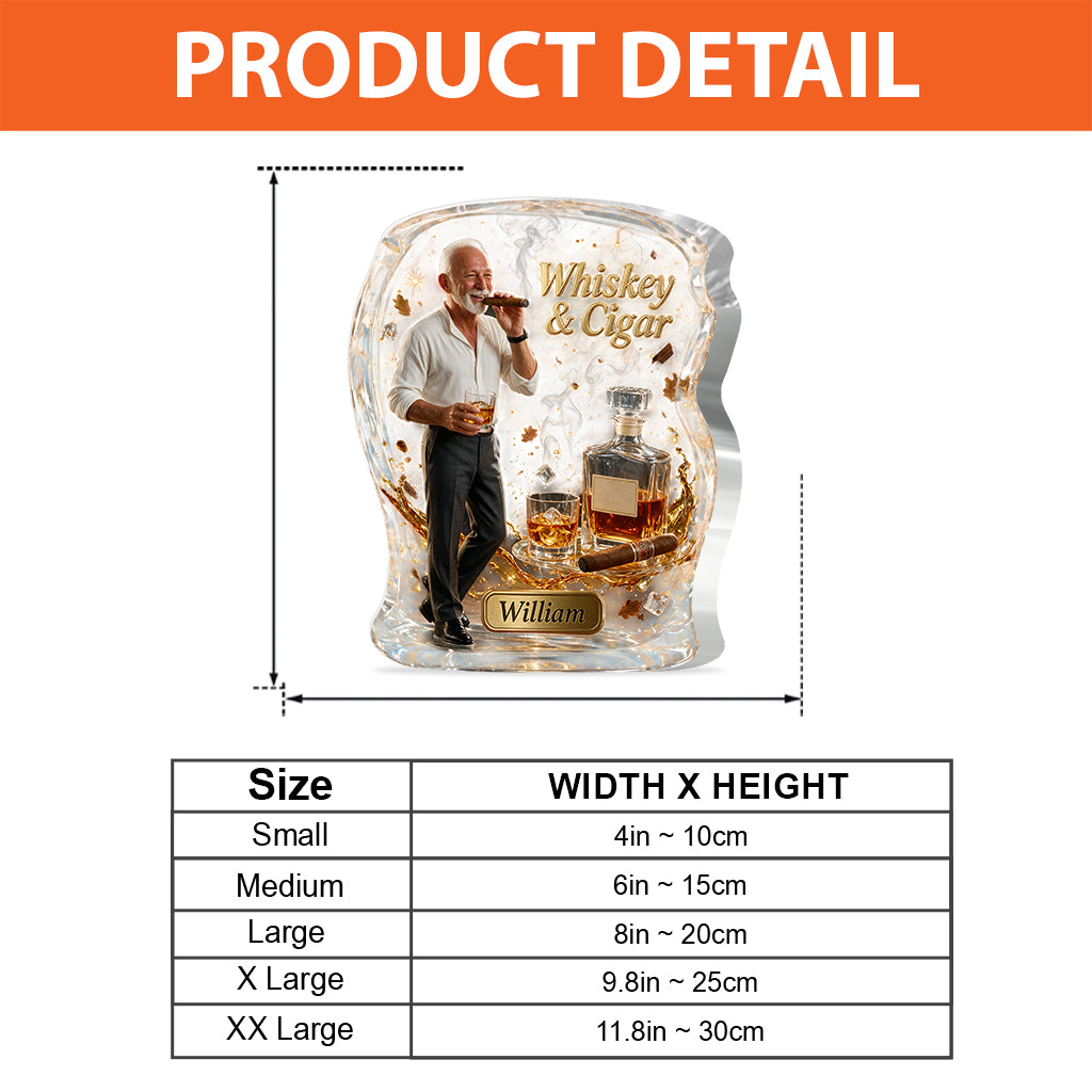 Toute Photo, Whisky & Cigare - Plaque Acrylique Personnalisée en Forme de Whisky