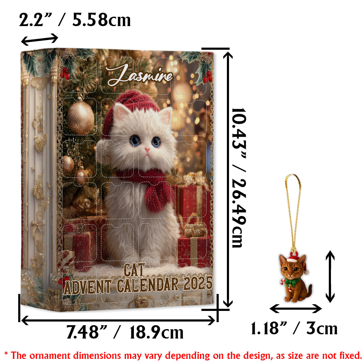 Calendrier de l'Avent personnalisé Love Cat avec décorations