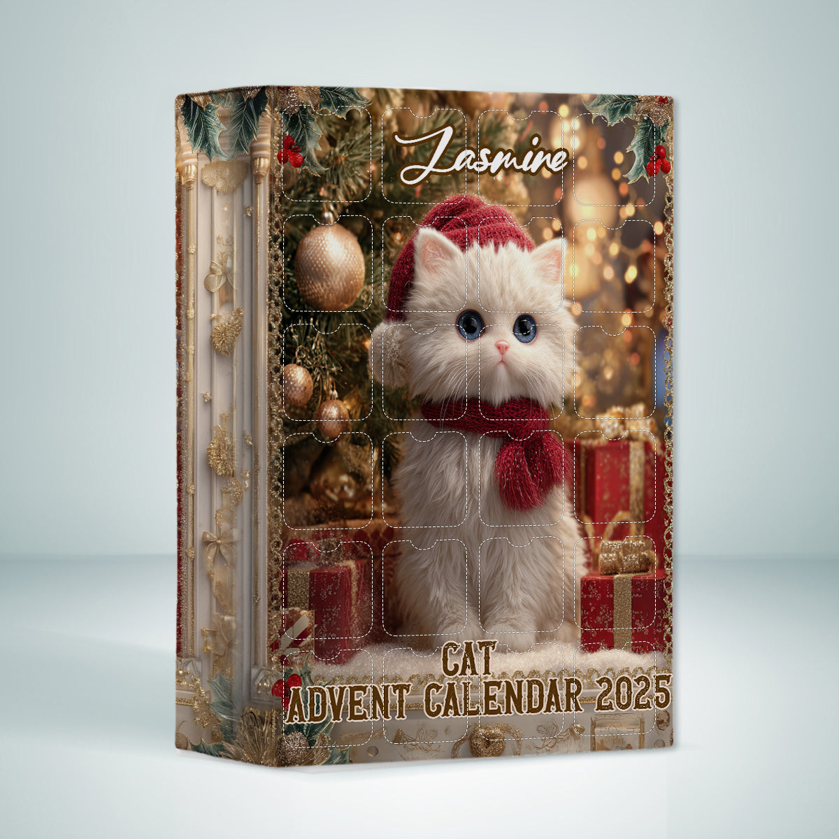 Calendrier de l'Avent personnalisé Love Cat avec décorations