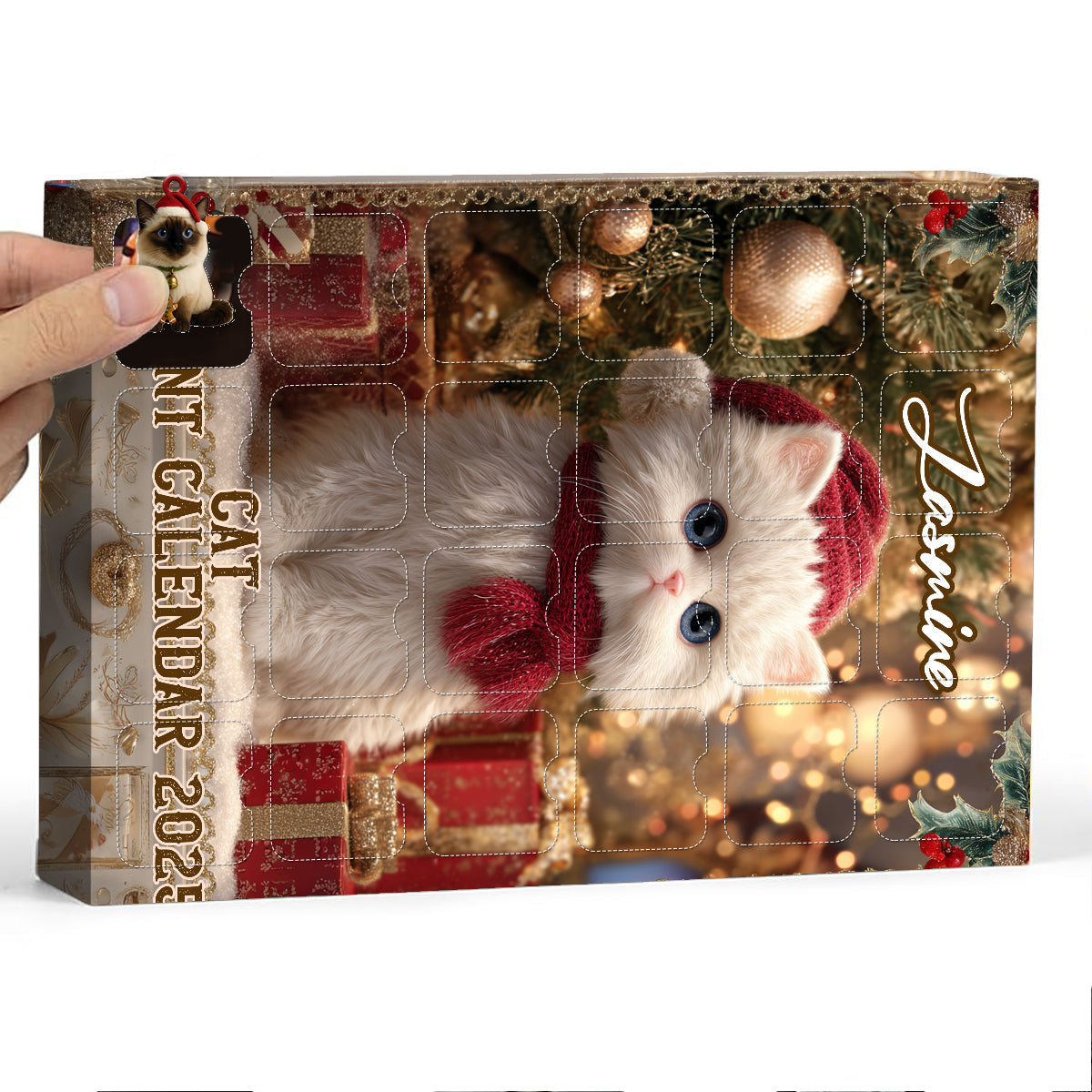 Calendrier de l'Avent personnalisé Love Cat avec décorations