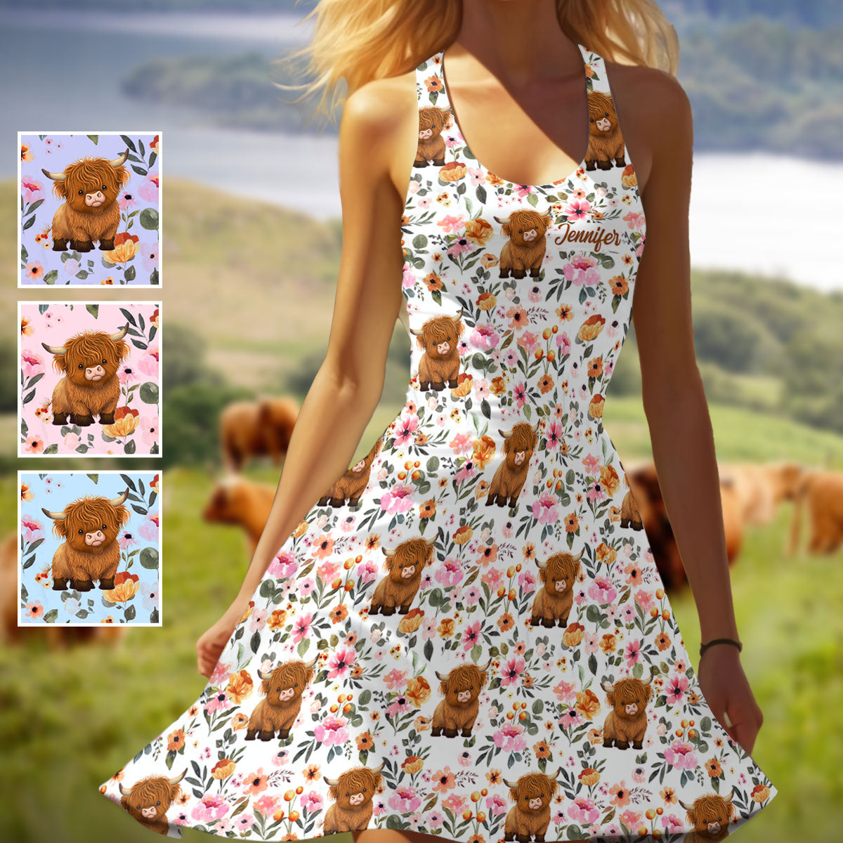 Juste une fille qui aime les vaches des Highlands - Robe sans manches personnalisée avec motif vache des Highlands
