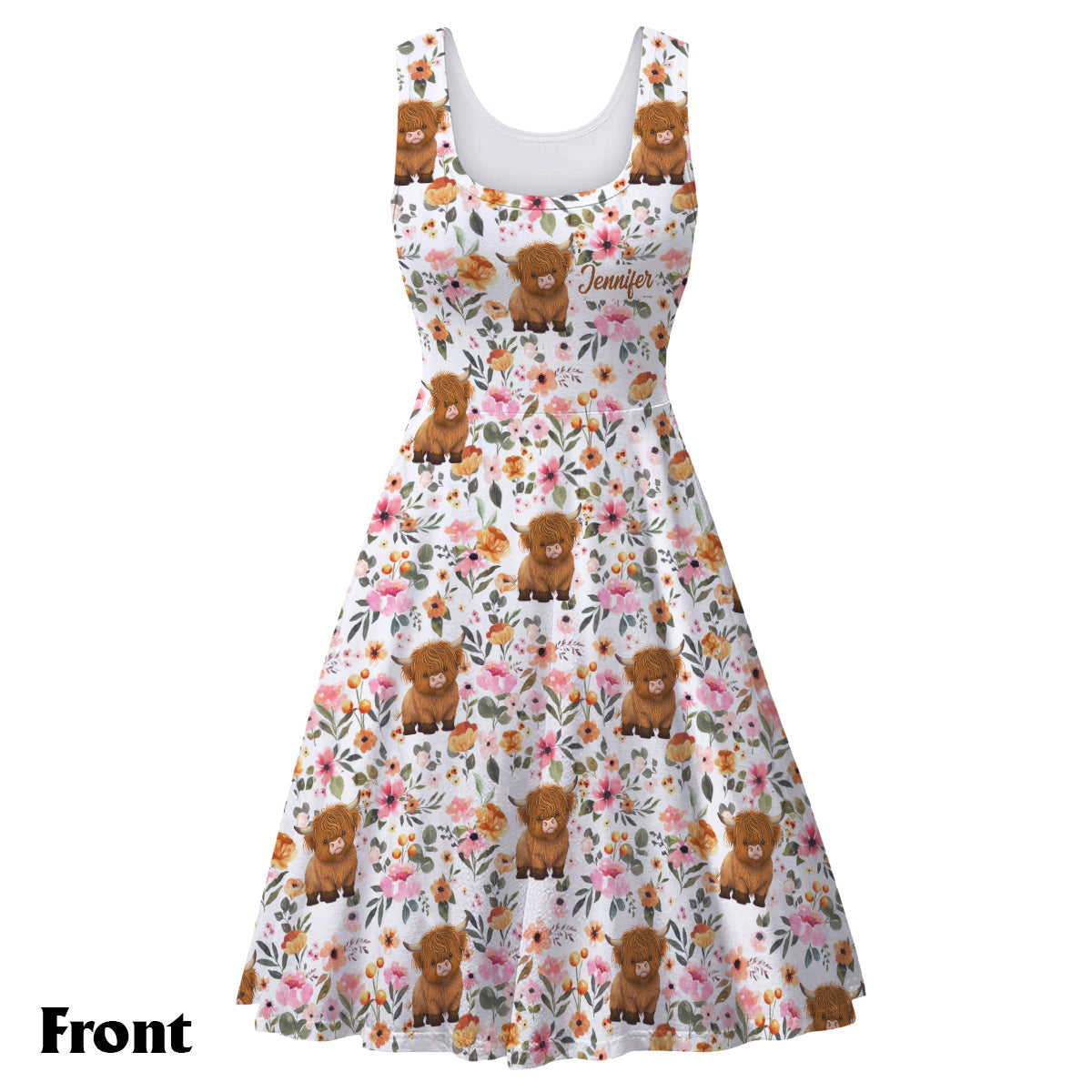 Juste une fille qui aime les vaches des Highlands - Robe sans manches personnalisée avec motif vache des Highlands