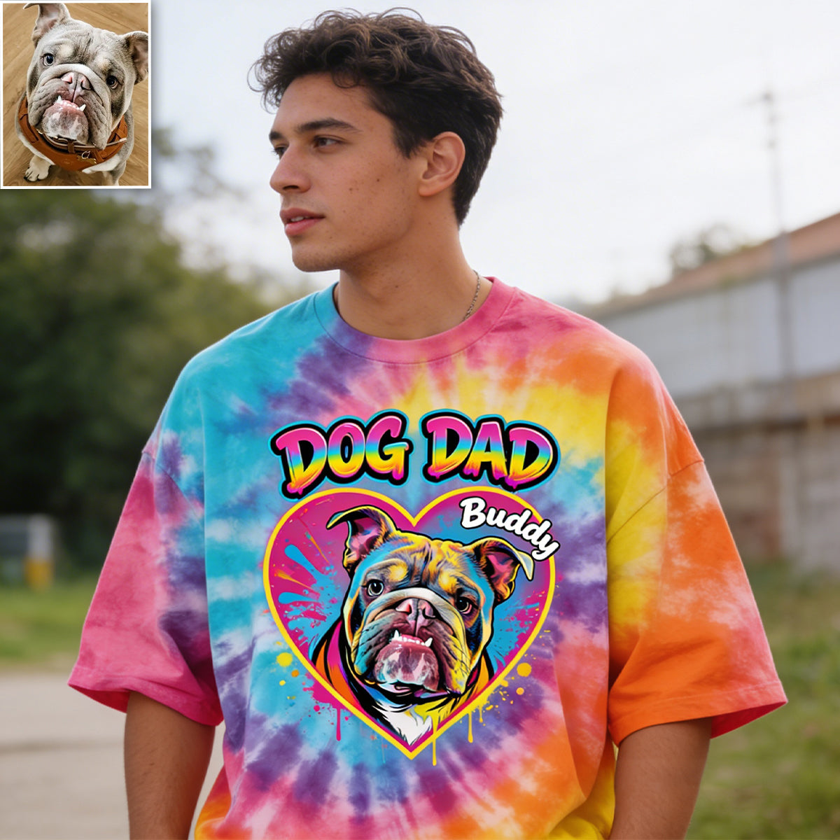 T-shirt Tie-Dye Personnalisé pour Maman/Papa Chien/Maman Chat... - T-shirt Chien Personnalisé