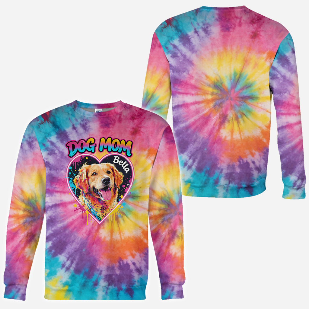 T-shirt Tie-Dye Personnalisé pour Maman/Papa Chien/Maman Chat... - T-shirt Chien Personnalisé
