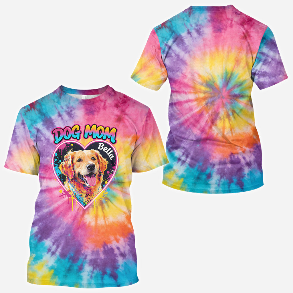 T-shirt Tie-Dye Personnalisé pour Maman/Papa Chien/Maman Chat... - T-shirt Chien Personnalisé