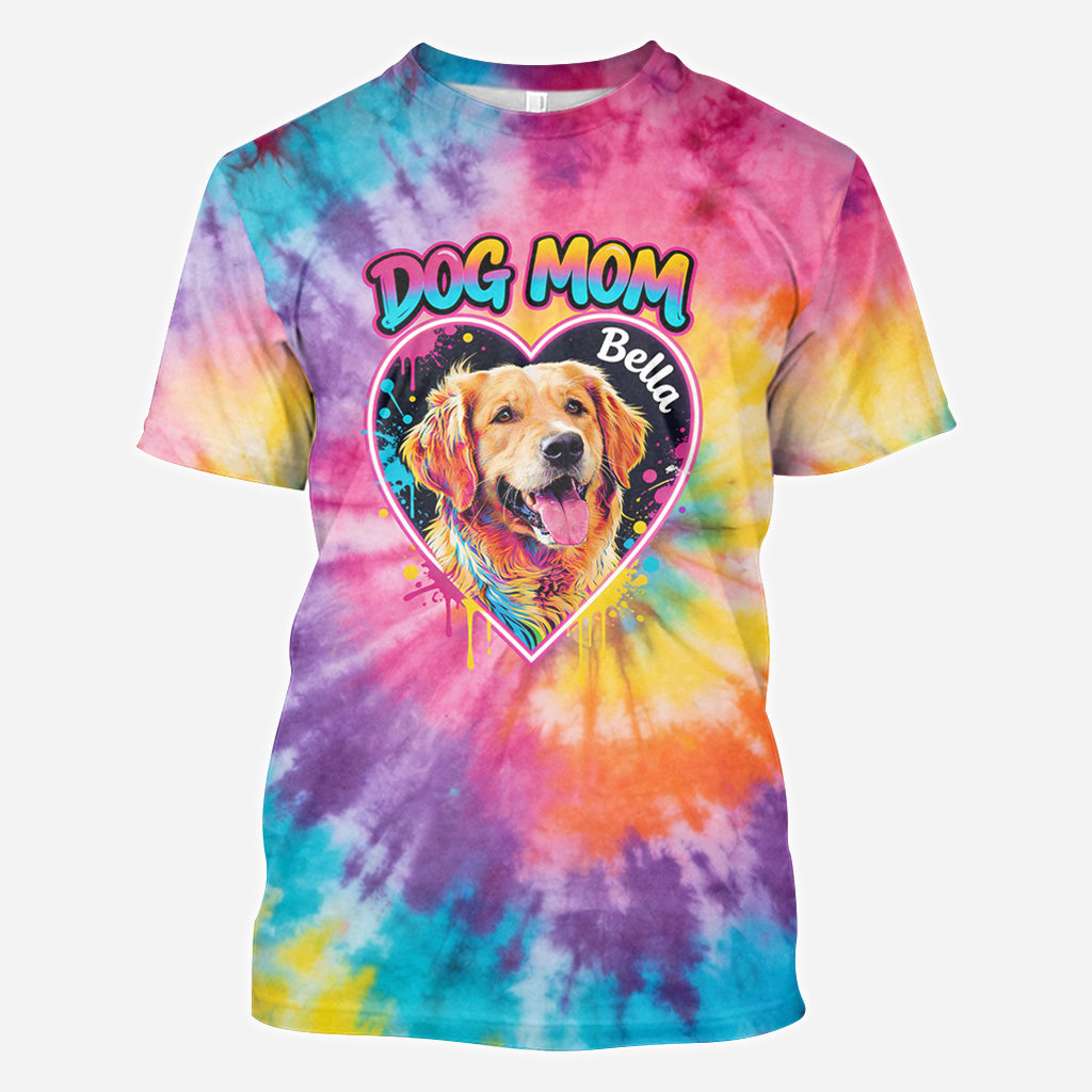 T-shirt Tie-Dye Personnalisé pour Maman/Papa Chien/Maman Chat... - T-shirt Chien Personnalisé