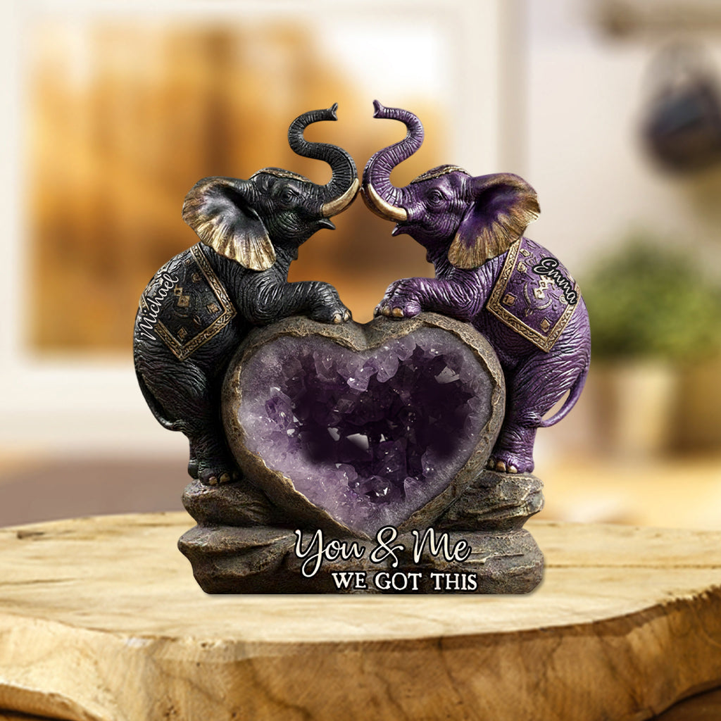 Toi et moi, on gère ! - Plaque acrylique personnalisée en forme d'éléphant