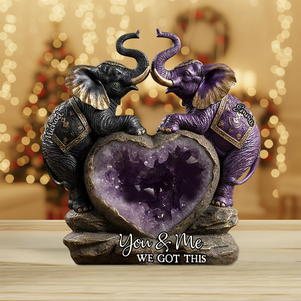 Toi et moi, on gère ! - Plaque acrylique personnalisée en forme d'éléphant