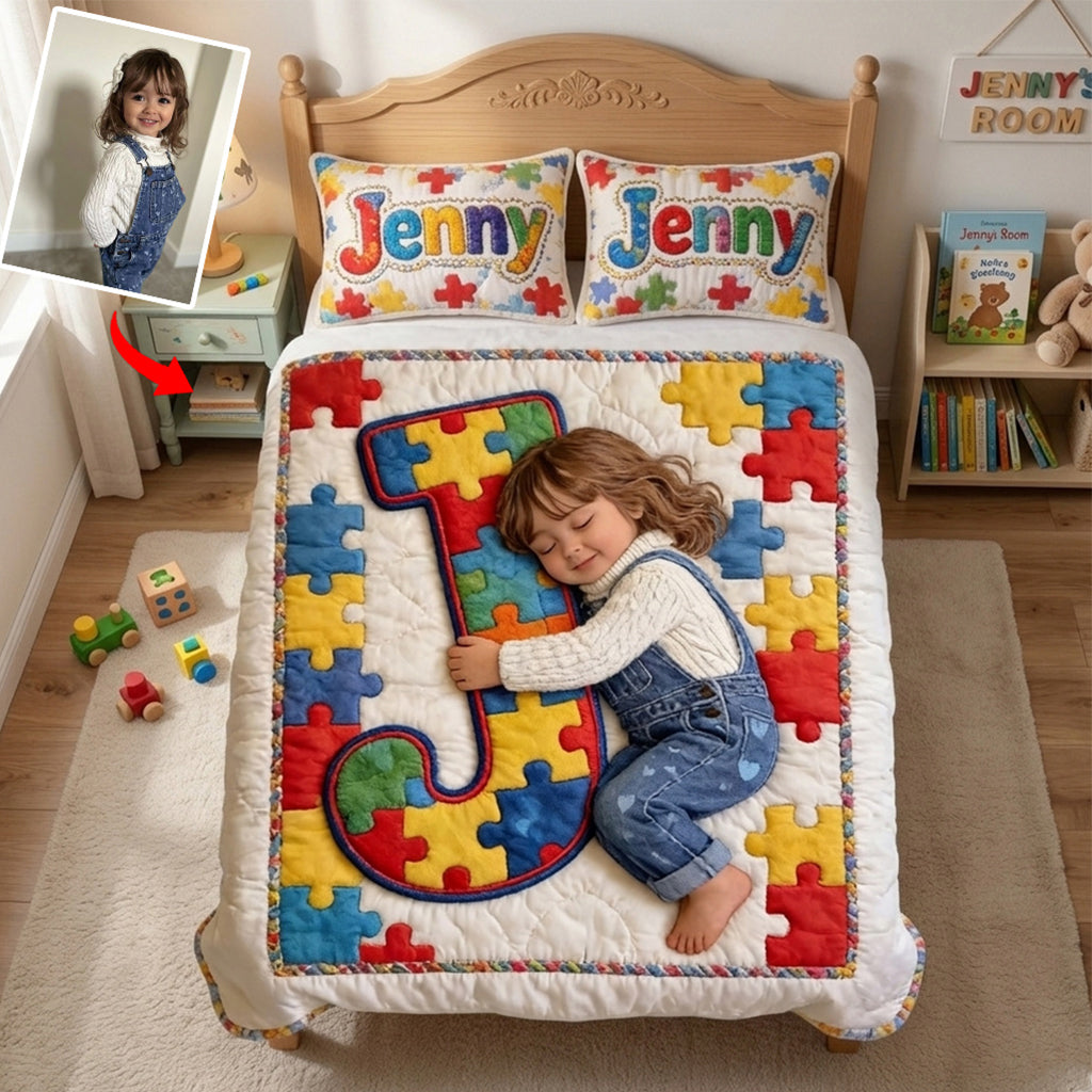 Autism Letter - Personalized Autism Awareness Quilt Set